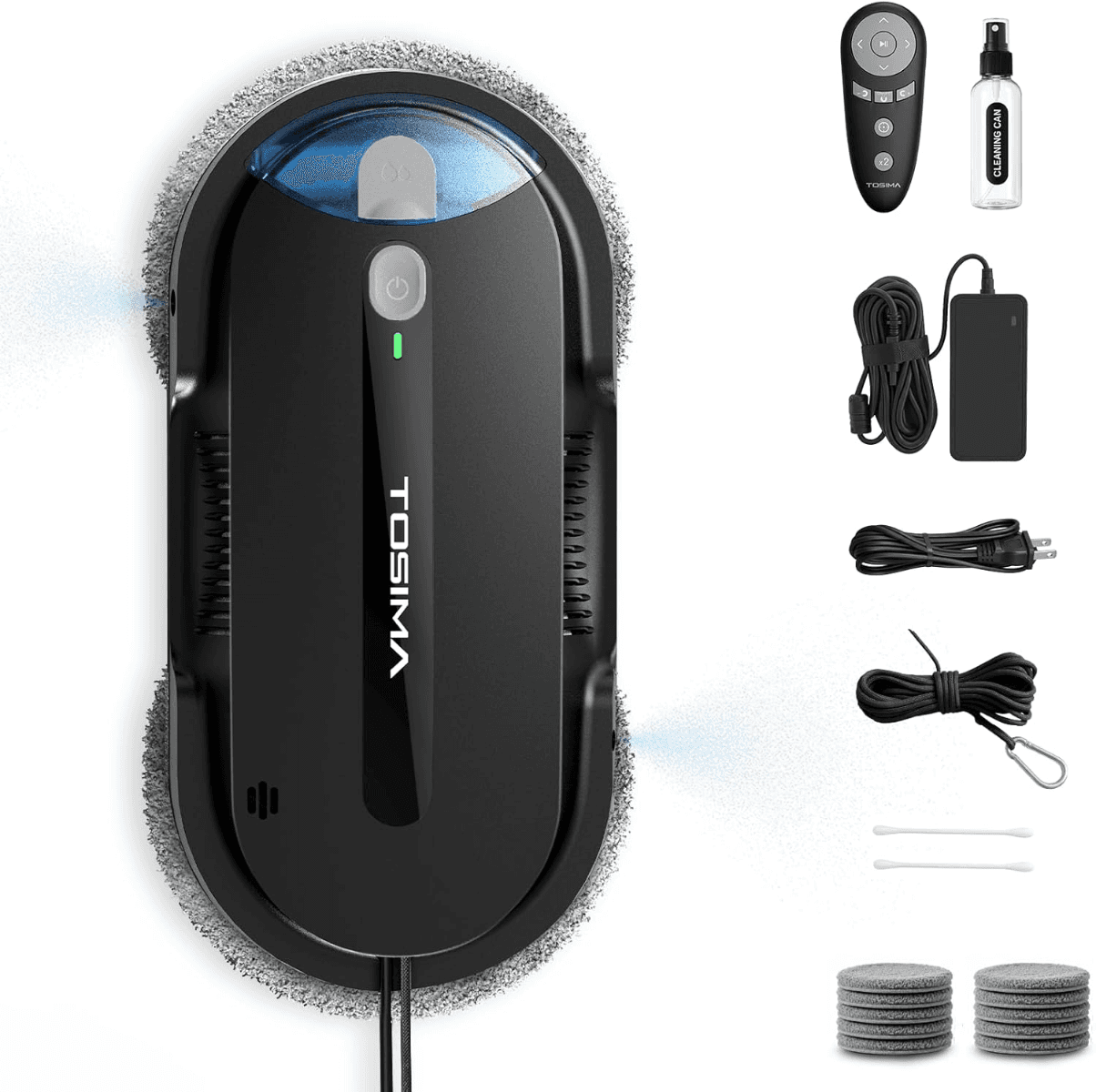 Tosima X1 Window Cleaning Robot, 6400Pa Max Adaptive Suction, Dual Auto-Spray Smart Window Cleaner with Smart Navigation, Remote Control and Triple Sa