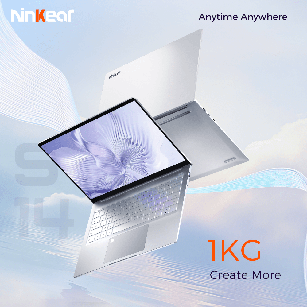 Ninkear S14 Laptop AMD Ryzen 5 6600H 14 Inch 2.2K 2240x1400 IPS, 16GB LPDDR5 512GB/1TB SSD, 1kg Ultra-Light Notebook, WiFi 6, PD 65W Fast Charge, Fing