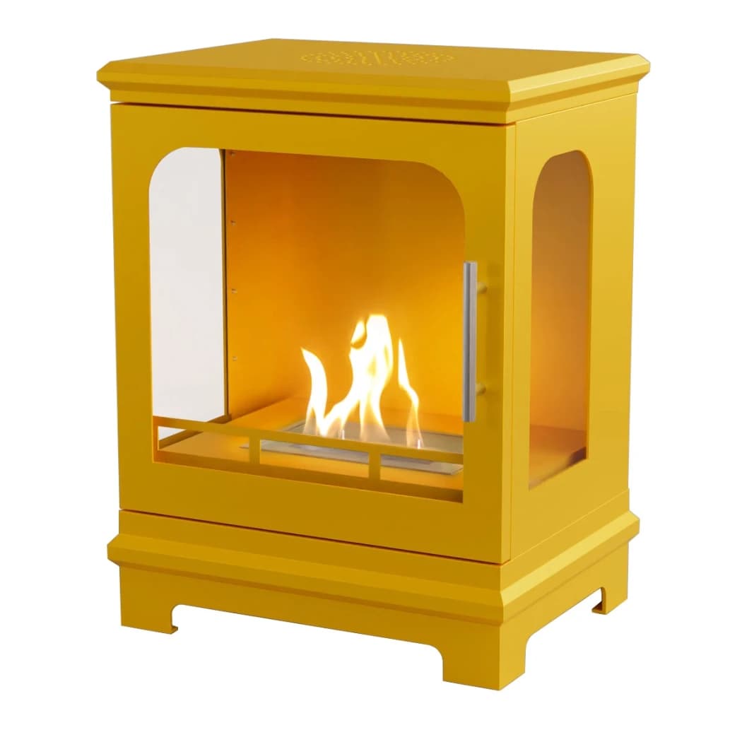 ScandiFlames Honolulu Amarillo – Estufa de Chimenea de Bioetanol Independiente – Tiempo de combustión de 5 horas – Efecto de calor de 1.6 kW