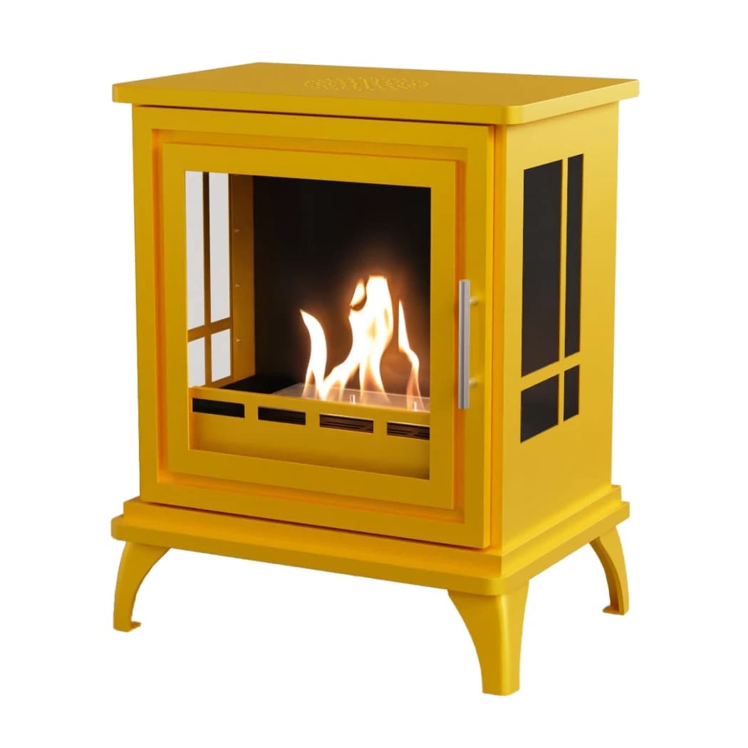 ScandiFlames Nashville Amarillo – Estufa de Chimenea de Bioetanol Independiente – Tiempo de Combustión de 6 Horas – Efecto de Calor de 2 kW