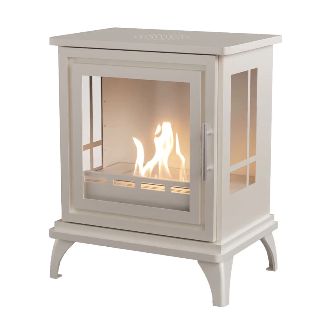 ScandiFlames Nashville Oyster White – Estufa de Chimenea de Bioetanol Independiente – Tiempo de combustión de 6 horas – Efecto de calor de 2 kW