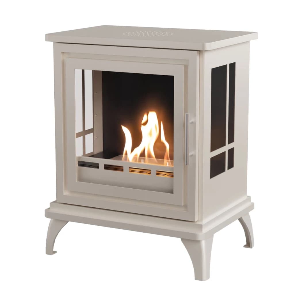 ScandiFlames Nashville Oyster White – Estufa de Chimenea de Bioetanol Independiente – Tiempo de combustión de 6 horas – Efecto de calor de 2 kW