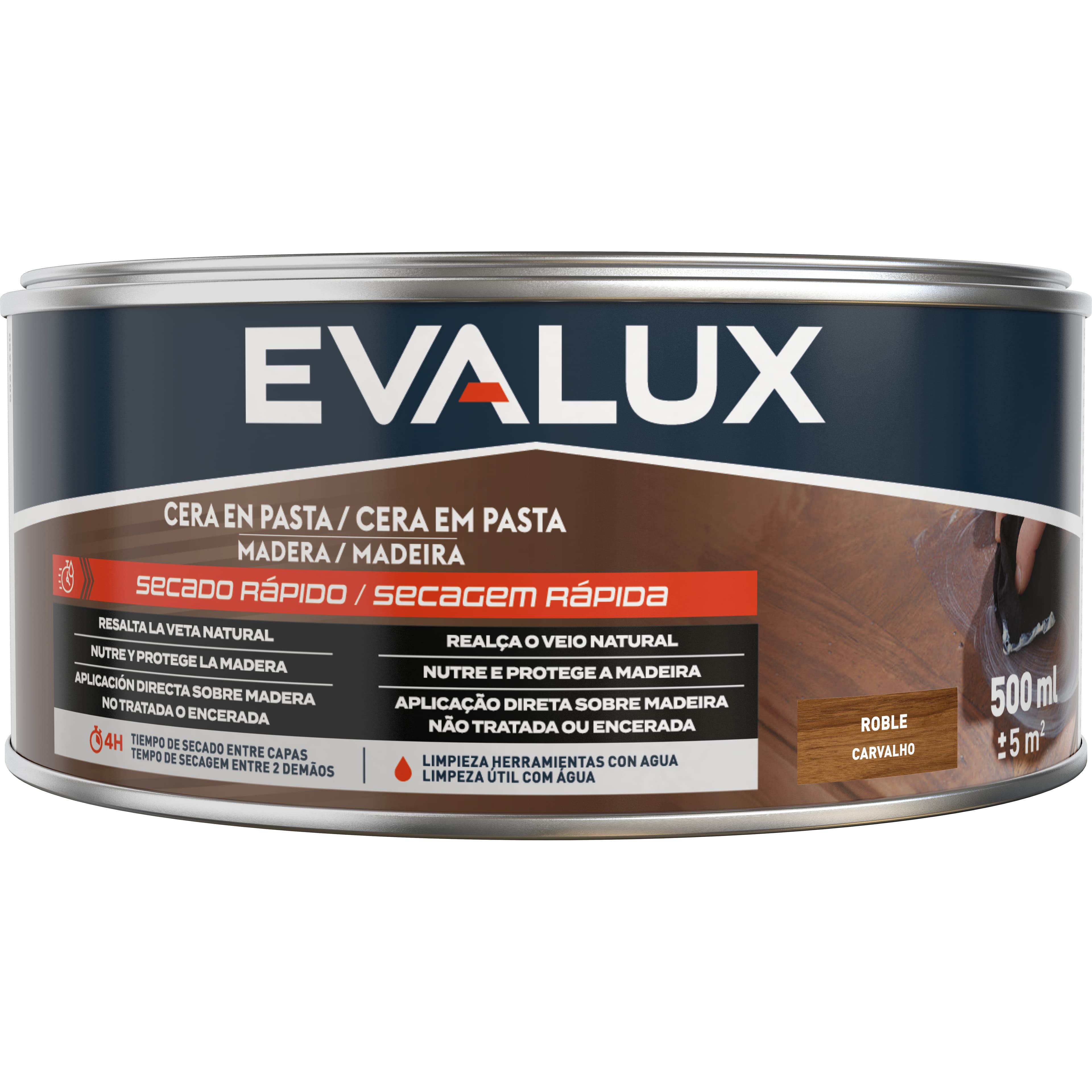 Cera en pasta roble 500 ml evalux