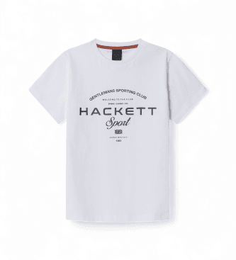 Hackett London para niño. HK5000033 Camiseta HS Game Tee blanco (15Años= 170cm), Casual, Algodón, Manga corta, moda infantil