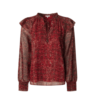 Pepe Jeans para mujer. PL3051270 Blusa Mar rojo (XS), Casual, Algodón, Manga larga