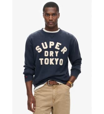 Superdry para hombre. M2013834A Sudadera Vintage Athletic Crew marino (M), Casual, Algodón