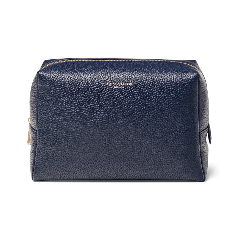 Aspinal of London Toiletry Bag in Navy Pebble