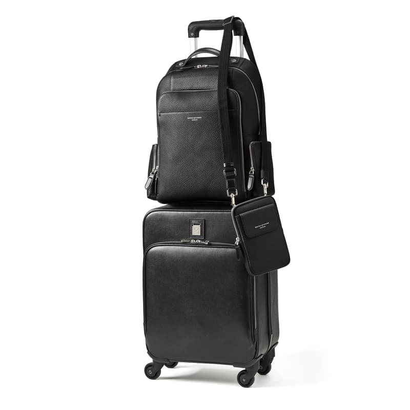 Aspinal of London Men's 3 Piece Flight Collection: Cabin Case, Backpack & Crossbody Bag in Black