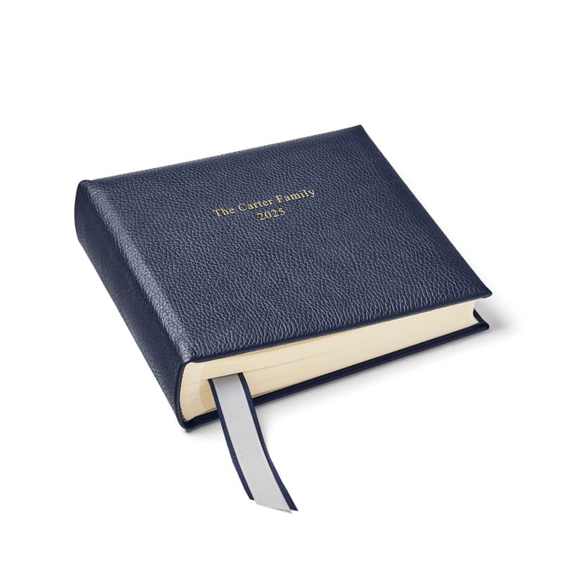 Aspinal of London 8-inch Leather Photo Album in Navy Pebble