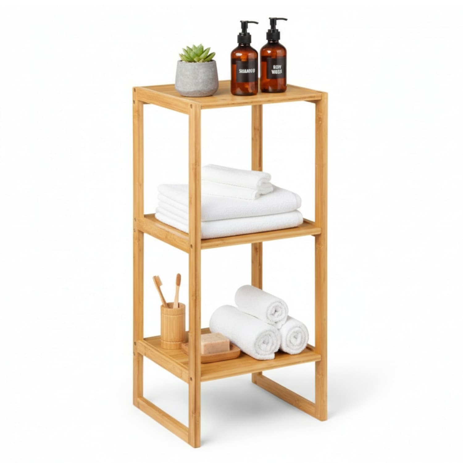 Estantería Modular en Bambú con 3 Niveles Canoply 84x35.1x33.5cm 7house