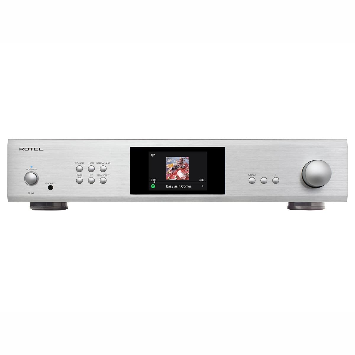Rotel - Amplificador integrado estéreo con conectividad a Redes Rotel S14 plata.