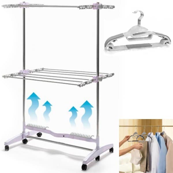 TENDEDERO ELÉCTRICO VERTICAL CON VENTILADOR + SET DE 20 PERCHAS MAGIC PRO