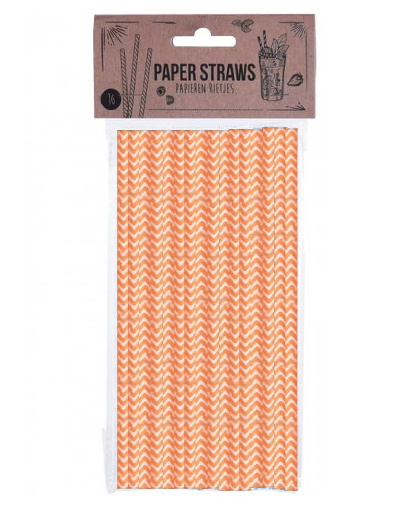 Party Collection Papirsugerør ZigZag Orange 16 stk.