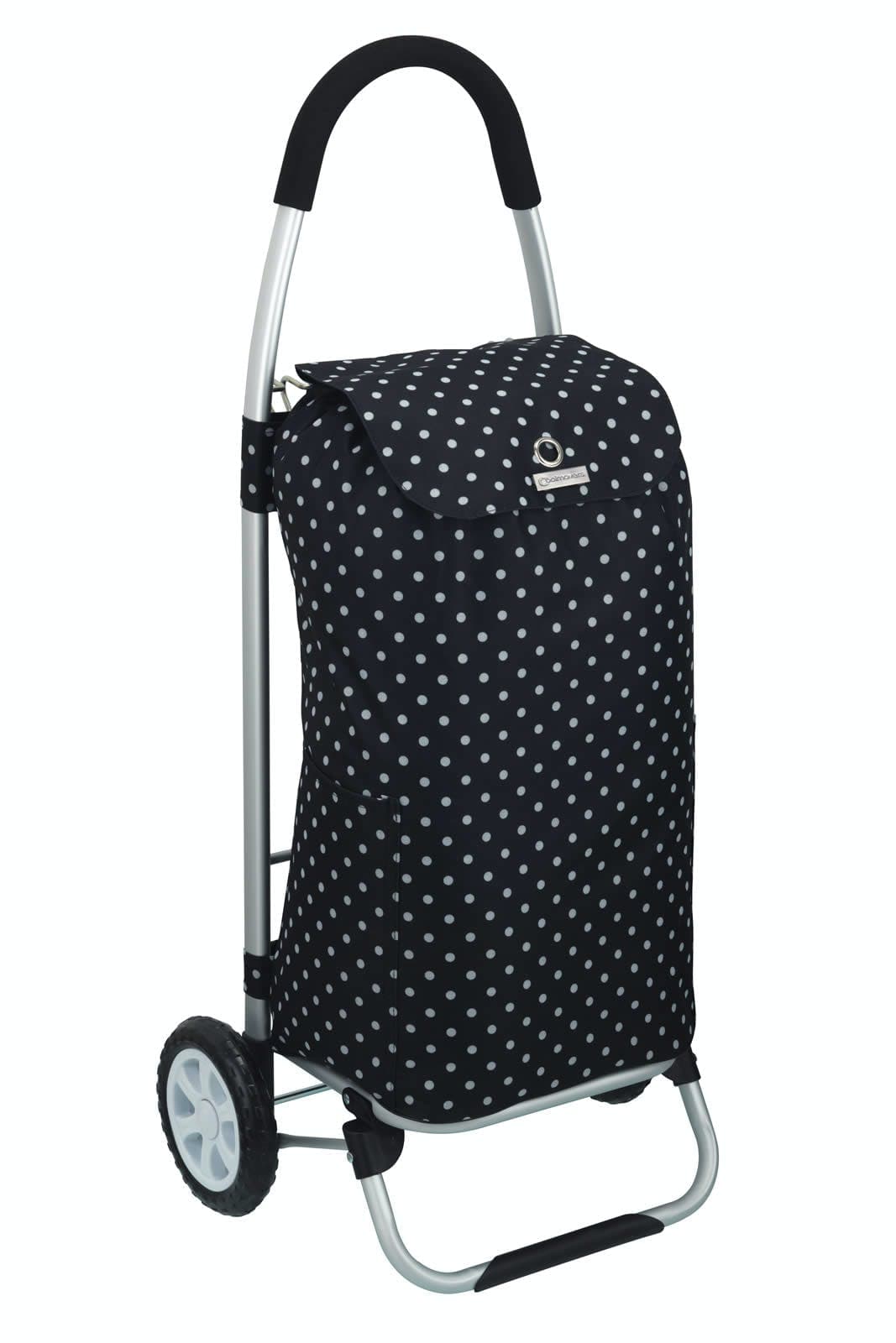 KitchenCraft Carro de la Compra, Carro Plegable, Estampado Lunares, 45 x 33 x 100 cm