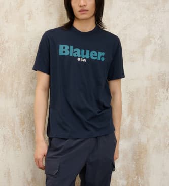 Blauer para hombre. 25SBLUH02192 Camiseta Ernst marino (M), Azul, Casual, Algodón, Manga corta