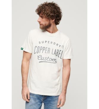 Superdry para hombre. M1011900A Camiseta Workwear de la gama Copper Label blanco (L), Casual, Algodón, Manga corta