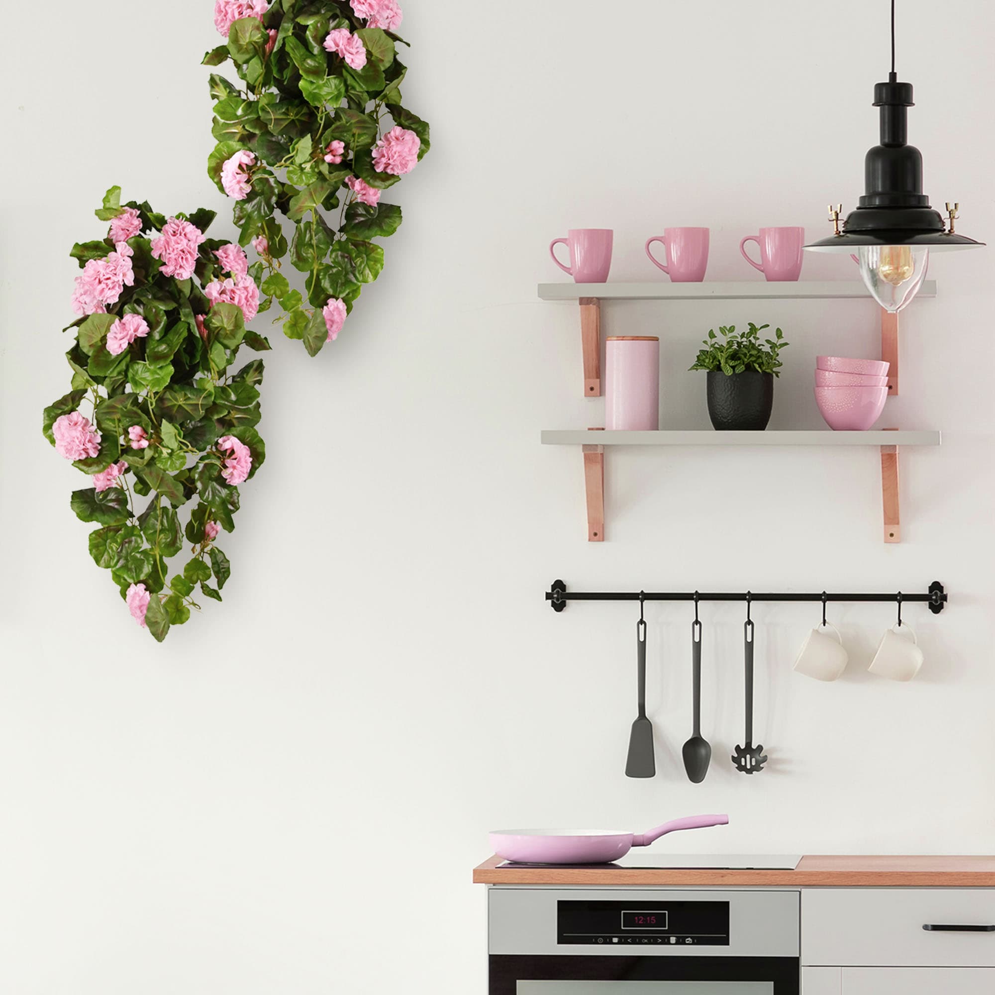 Geranio artificial colgante deluxe 70cm rose