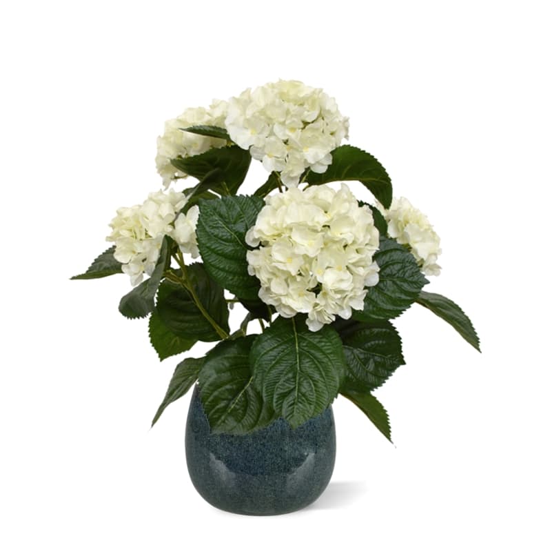 Planta Hortensia artificial 40 cm crema en maceta